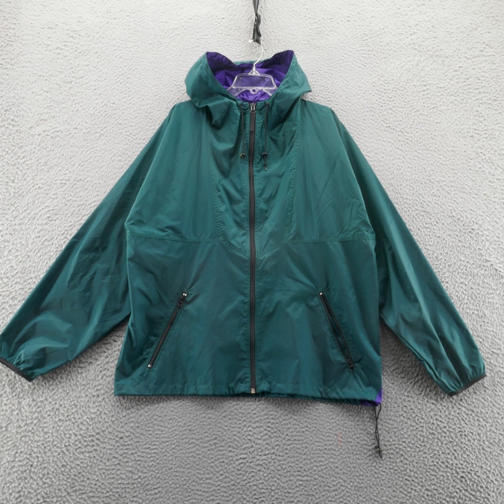 Helly Hansen Full Zip Windbreaker Jacket Large Green Purple‎ Mens Hooded Nylon